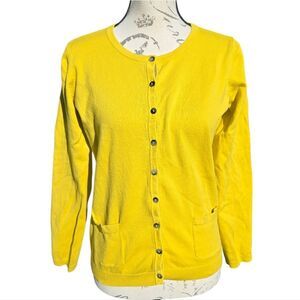 Boden Yellow‎ Cardigan Front Pockets Women's size 8 - Medium